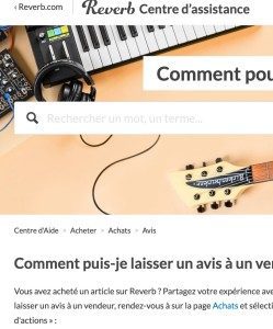 interface de l'aide sur reverb.com